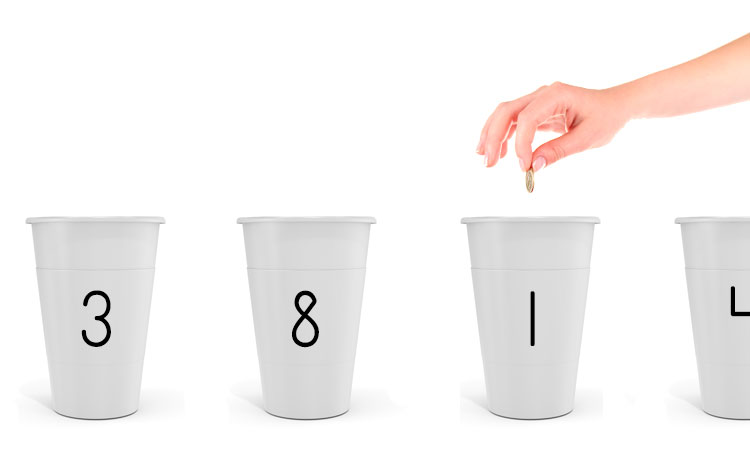 Put the correct number of coins in the cups!